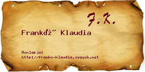 Frankó Klaudia névjegykártya
